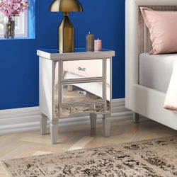 Bellmere Mirrored Night Table - Silver