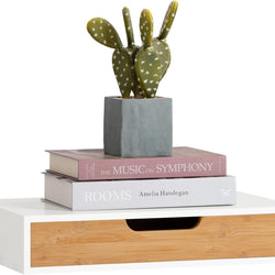 Sorella Floating Wall Shelf with Drawer – White