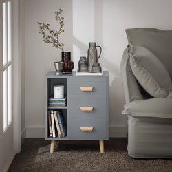 Norwell Three Drawer Storage Table – Grey