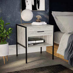 Brantley Metal Frame Bedside Table – Grey
