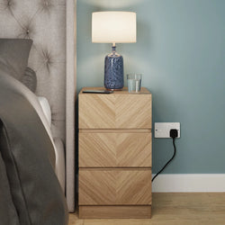Orvyn Herringbone Bedside Pair – Euro Oak ( Set of Two )