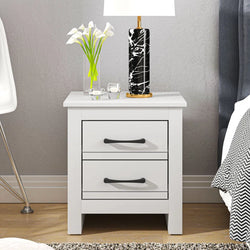 Tarnell Compact 2 Drawer Bedside Table – White