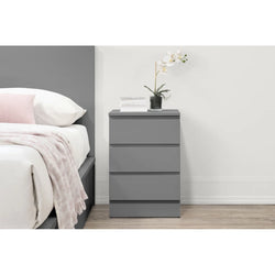 Veyron Triple Drawer Nightstand - Grey