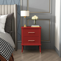 Elaris Fluted Leg Nightstand – Red
