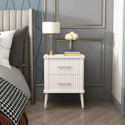 Elaris Fluted Leg Nightstand – White
