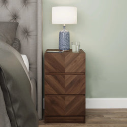 Orvyn Herringbone Bedside Pair – Royal Walnut ( Set of Two )