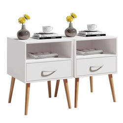 Elvron Nordic Nightstand Pair – White ( Set of Two )