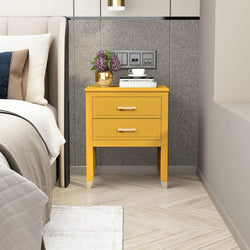 Luneburg Two Drawer Night Table – Mustard