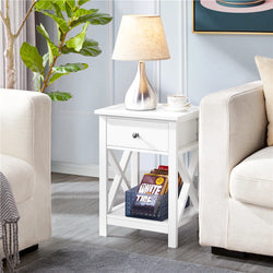 Huxley Side Table with Drawer - White