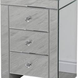 Lumira Prism Mirror Bedside Table – Silver