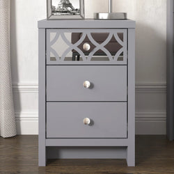 IrisVibe Mirrored Panel Nightstand – Grey