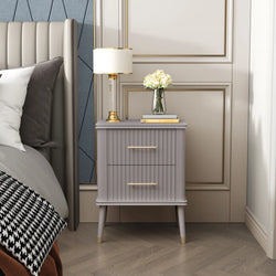 Elaris Fluted Leg Nightstand – Grey