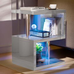Vyntra GlowCube LED Side Table – Grey