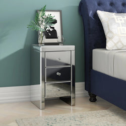 Virelle Crystal Front Nightstand – Silver