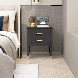 Luneburg Two Drawer Night Table – Dark Grey