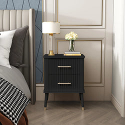 Elaris Fluted Leg Nightstand – Black