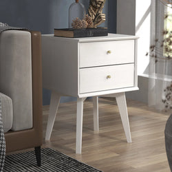 Elvora Mid Century Nightstand – White