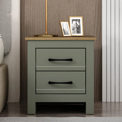 Tarnell Compact 2 Drawer Bedside Table – Kale Green