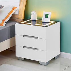 Elford LED Wireless Bedside Table - White