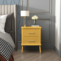 Elaris Fluted Leg Nightstand – Mustard