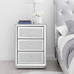 Celestara Crystal Glitz Bedside Table – Silver