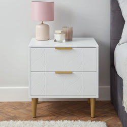 Lunelle Deco Bedside Table – White