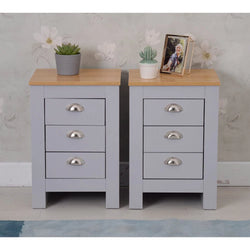 Merton 3 Drawer Duo Nightstands - Grey ( Set of 2 )