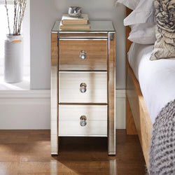 Bravaro Slimline Mirror Nightstand – Silver