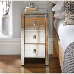 Elvari Crystal Glass Nightstand – Clear Silver