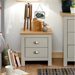 Alverton Duo Drawer Nightstand – Soft Grey