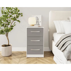 Mirello Sleek Bedside Chest – White/Grey