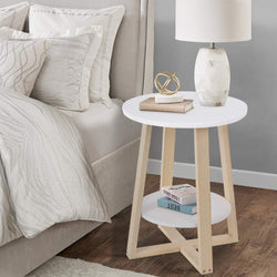 Whitby Small Round Bedside Table - White