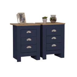 Merton 3 Drawer Duo Nightstands - Blue ( Set of 2 )