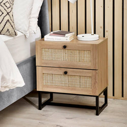 Bastelle Rattan Front Nightstands – Brown ( Set of Two )