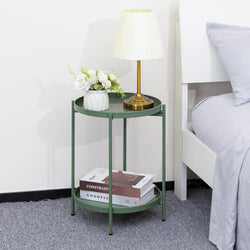 Nesta 2-Tier Removable Round Bedside Table - Green