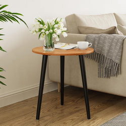 Lennox Round Bedside Table -  Walnut & Black