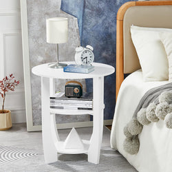 Fraser 3-Tier Round Bedside Table - White
