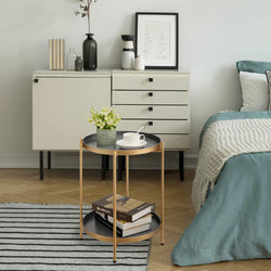 Nesta 2-Tier Removable Round Bedside Table - Gold Grey