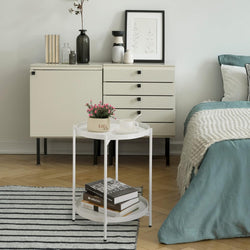 Nesta 2-Tier Removable Round Bedside Table - White