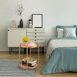 Nesta 2-Tier Removable Round Bedside Table - Gold Pink