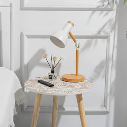 Alfie Elegant Small Round Bedside Table - White Washed