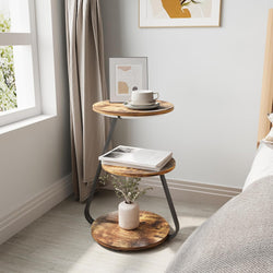Vale 3-Tier Round Bedside Table - Brown