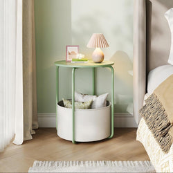 Blair Metal Round Bedside Table - Green