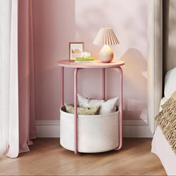 Blair Metal Round Bedside Table - Pink
