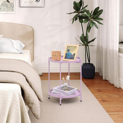 Nesta 2-Tier Removable Round Bedside Table - Light Purple