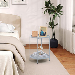 Nesta 2-Tier Removable Round Bedside Table - Grey