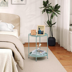 Nesta 2-Tier Removable Round Bedside Table - Teal