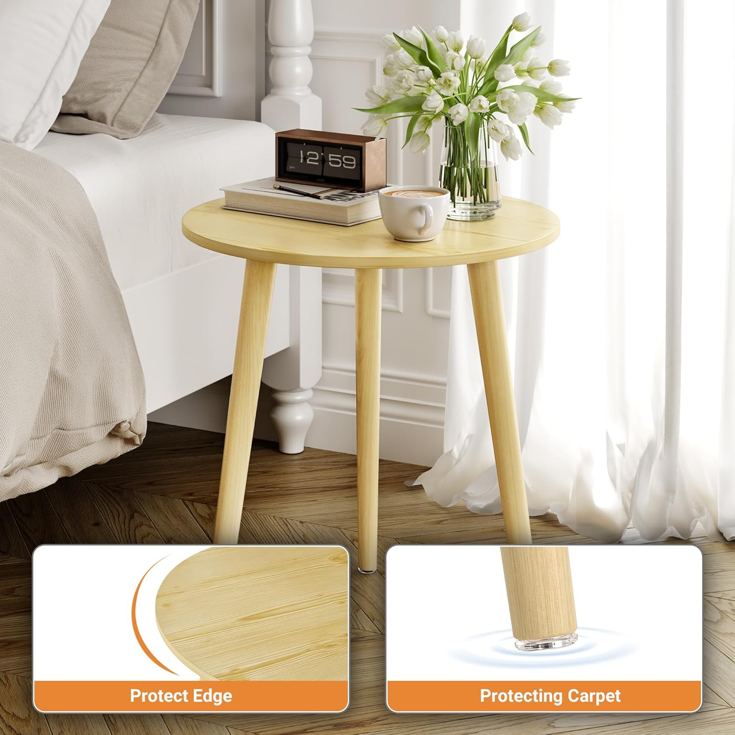Table Rounding Vs Bedside Rounding Lennox Round Bedside Table - Oak - Bedside Tables 4U
