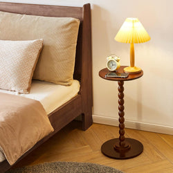 Lexi Nightstand Bedside Round Table - Rustic Brown