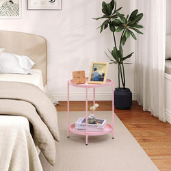 Nesta 2-Tier Removable Round Bedside Table - Light Pink